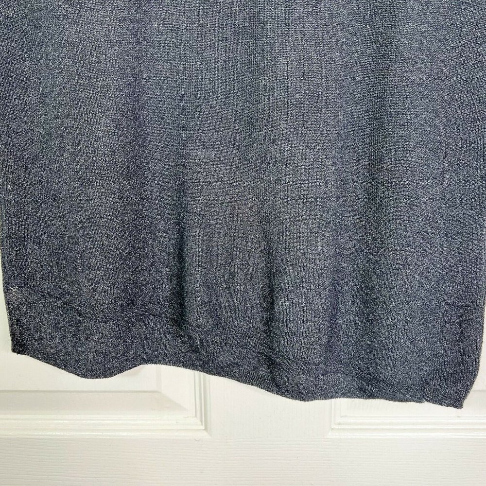 Zara Womens Black Metallic Crew Neck Pullover Asymmetrical Knit Sweater Sz M - Picture 6 of 9